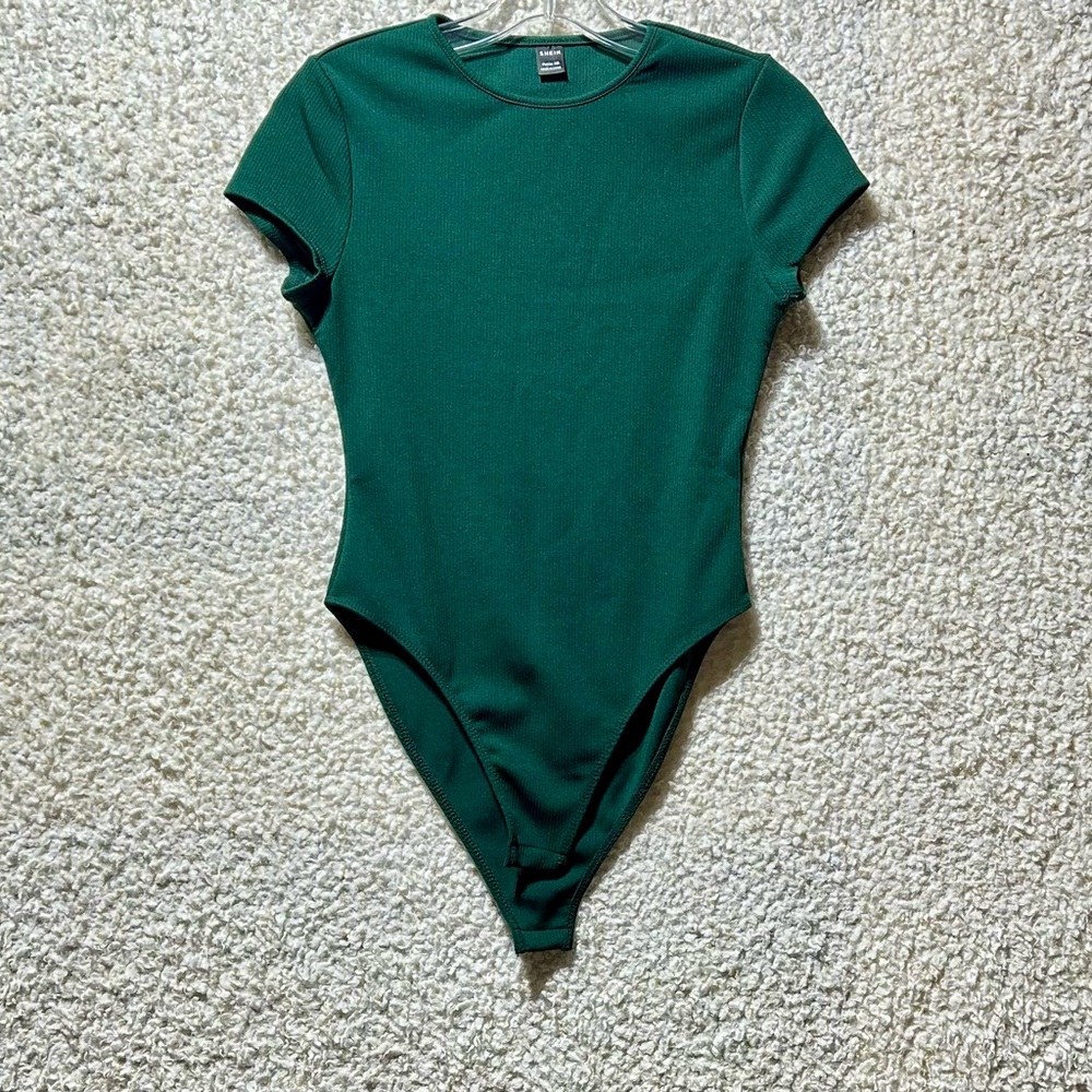 Shein Women’s Petite XS Extra Small Kelly Green Bodysuit Snaps New Without Tag